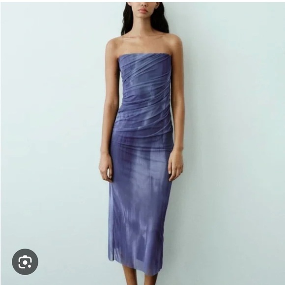 Zara Dresses & Skirts - Zara blue Strapless Dress